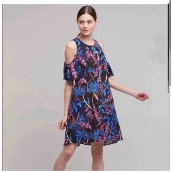 ANTHROPOLOGIE Blue Floral Dress - Picture 2 of 7